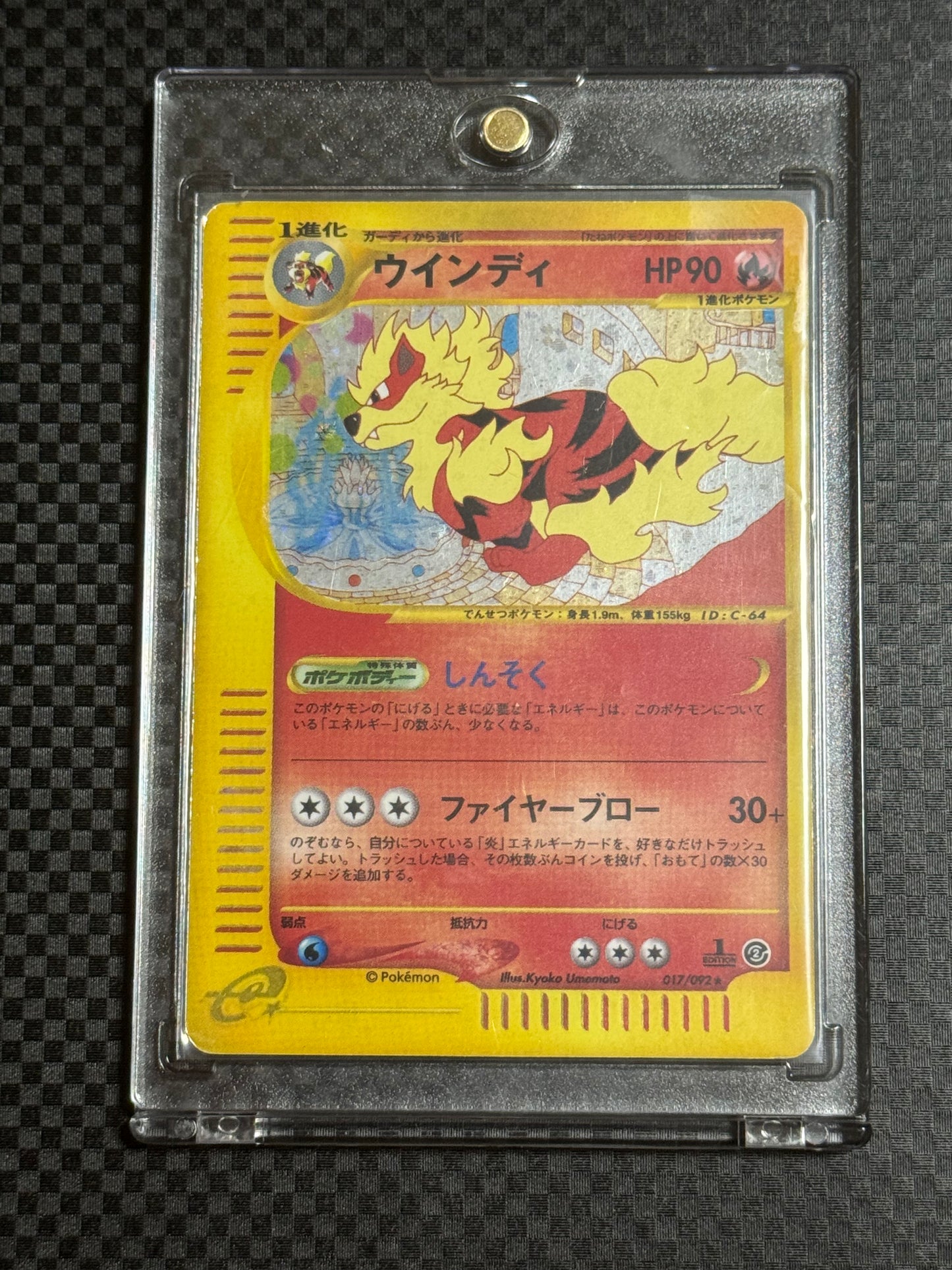 Arcanine ★ (Pokémon Card e – Expedition Base Set)
Surface wear / edge whitening / back scratches (No.017/092★ · ID:C-64)